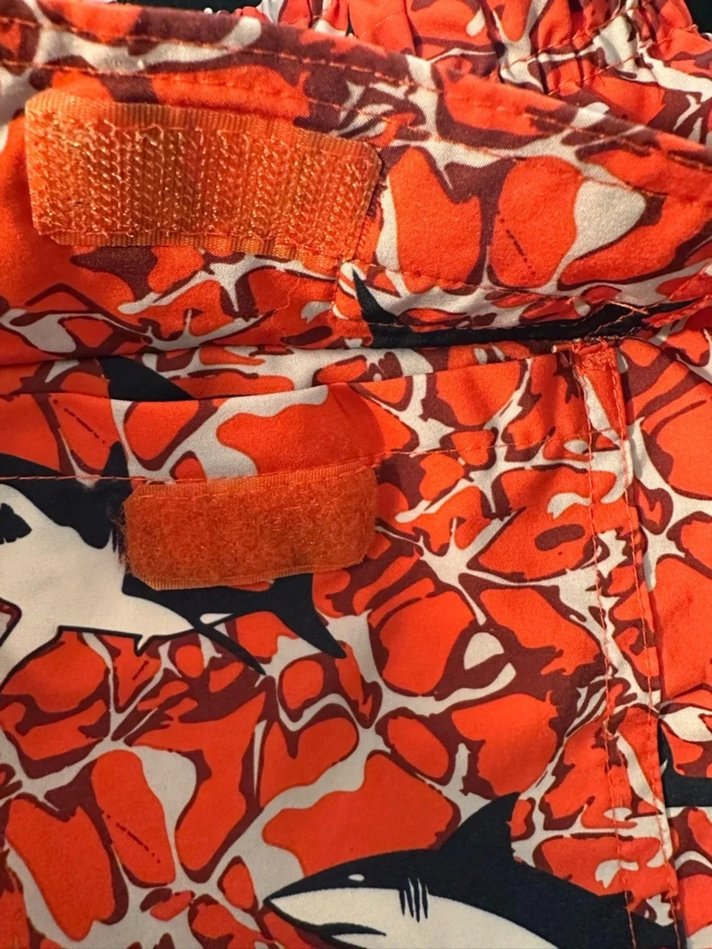 Rainforest Youth Orange Shark Print Swim Trunks Mesh Lined Board Shorts Small